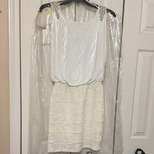 White Embellished Shoulder Dress - Women